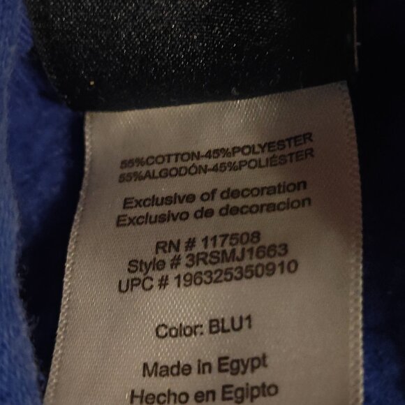 Reebok Men's Size L Hoodie Pullover Blue/White Identity Fleece Cotton Sweatshirt - Picture 14 of 14